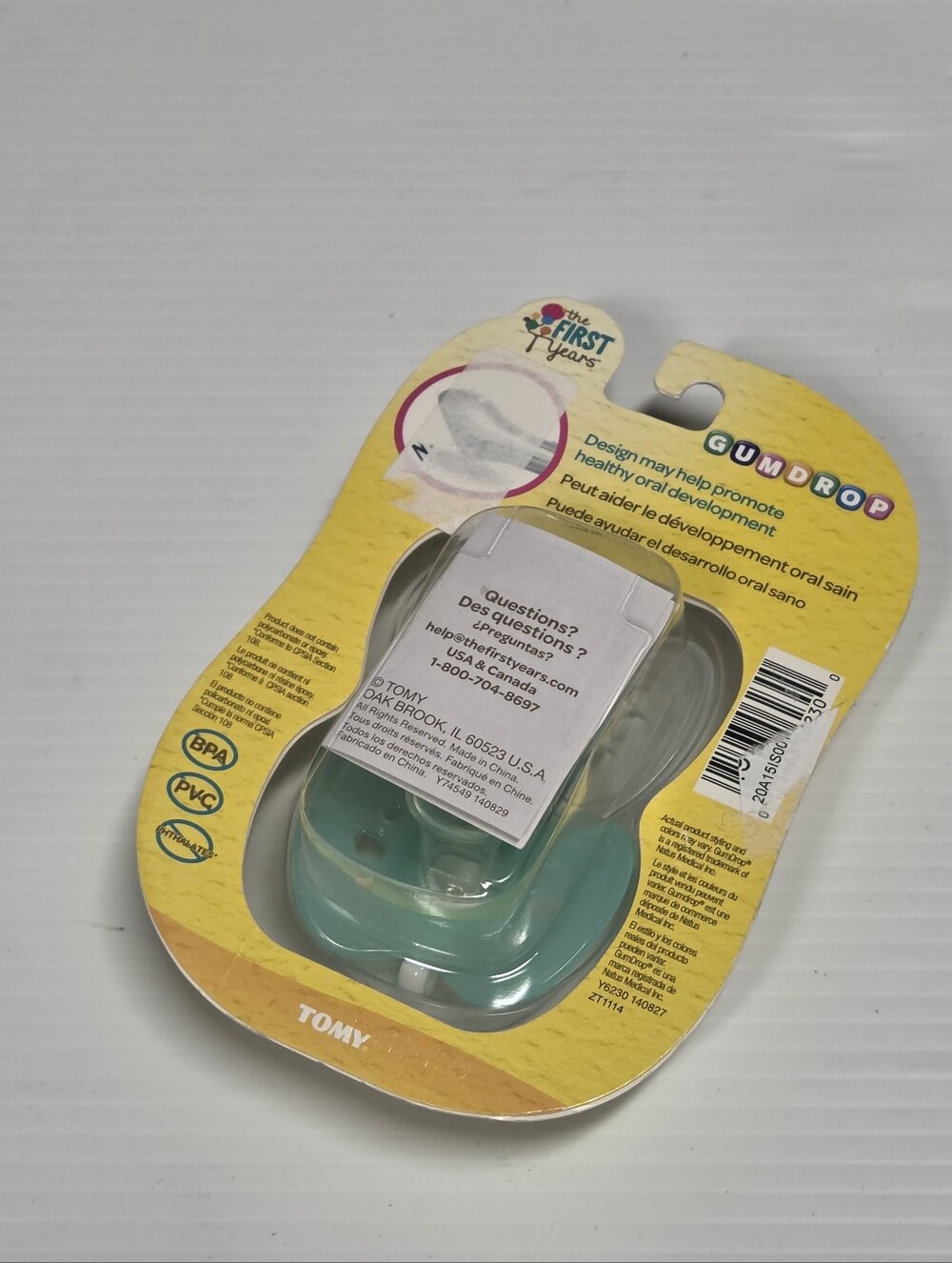 The First Years GumDrop Orthodontic Pacifier Set - Teal/White 0-6 M - Picture 3 of 3